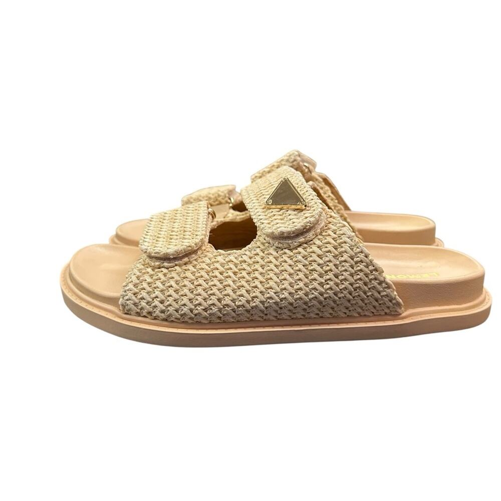 Lemonade Toscany Chic Raffia Slide Sandals Size 8 - Picture 6 of 9